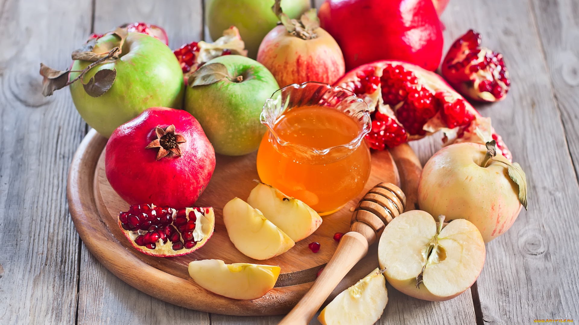 еда, фрукты, , ягоды, гранат, мед, яблоки