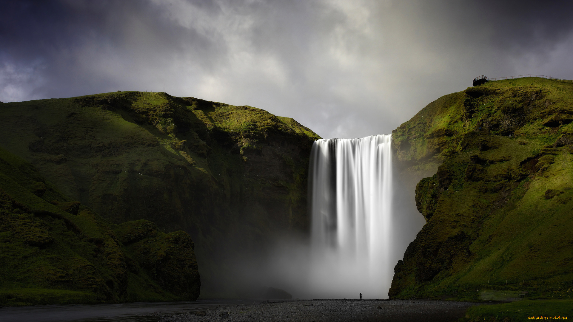 природа, водопады, скоугафосс, водопад, река, скоугау, исландия
