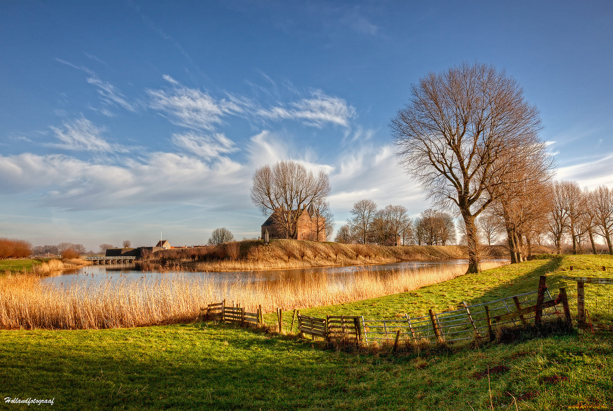 природа, реки, озера, свет, река, голландия, нидерланды, деревья