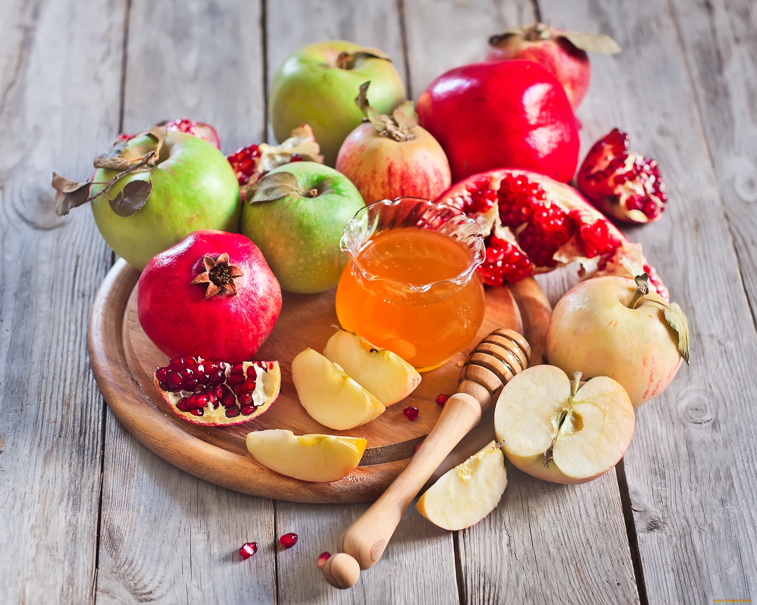 еда, фрукты, , ягоды, гранат, мед, яблоки
