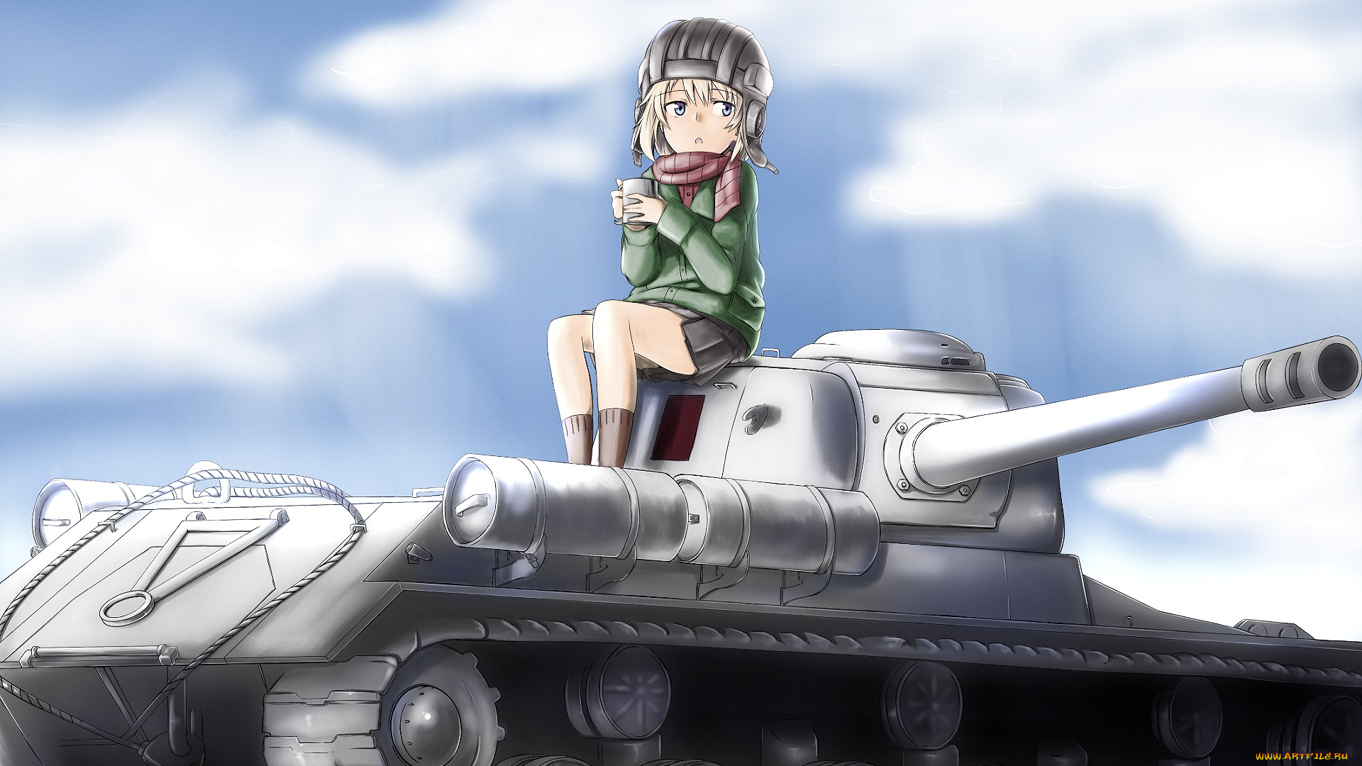 аниме, girls, und, panzer, фон, взгляд, девушка