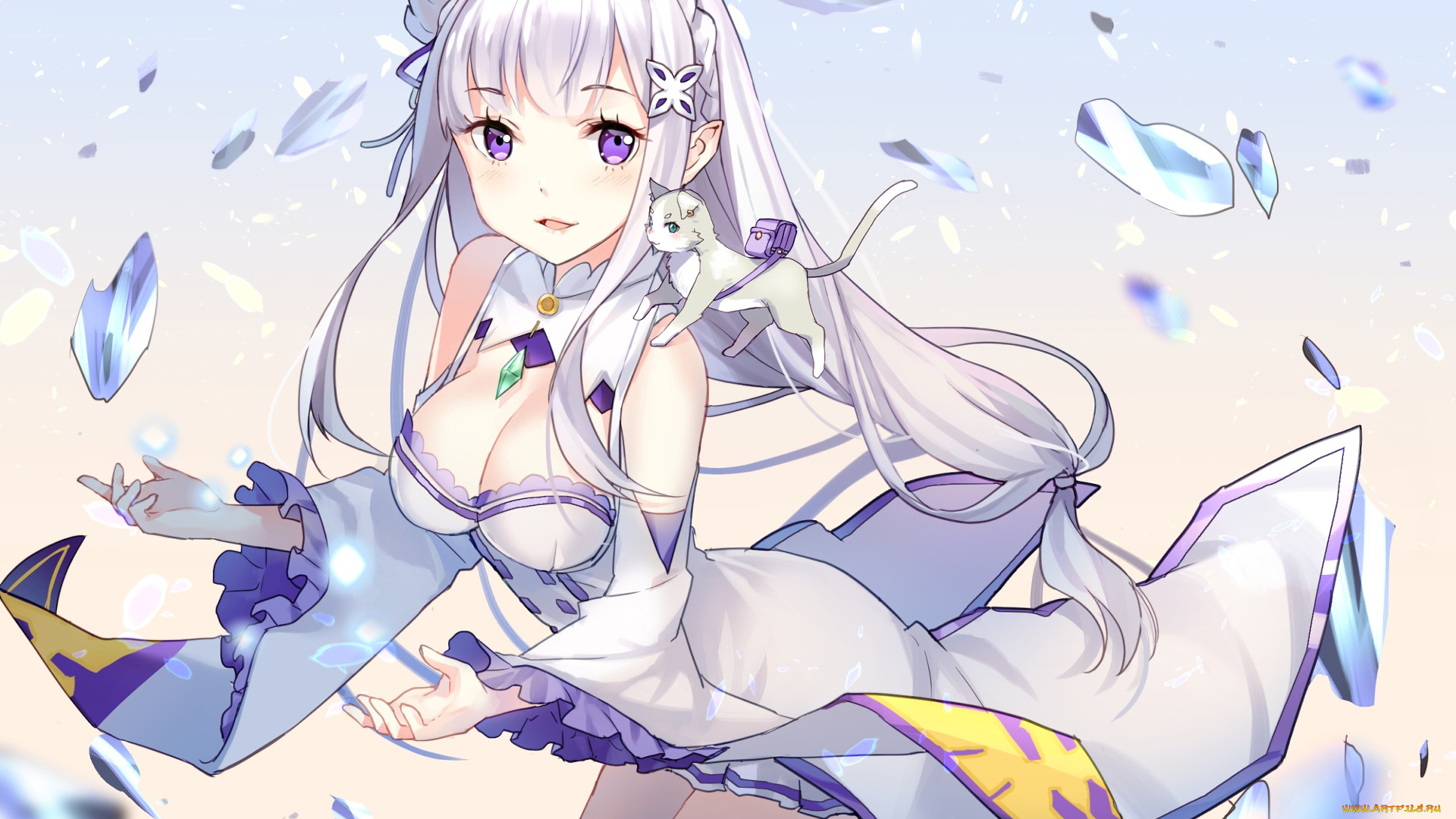 аниме, re, , zero, kara, hajimeru, isekai, seikatsu, фон, взгляд, девушка