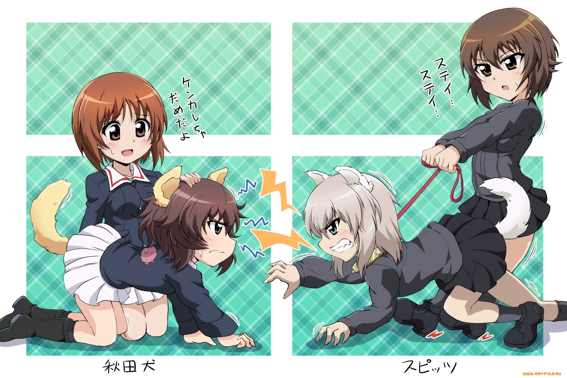 аниме, girls, und, panzer, фон, взгляд, девушки