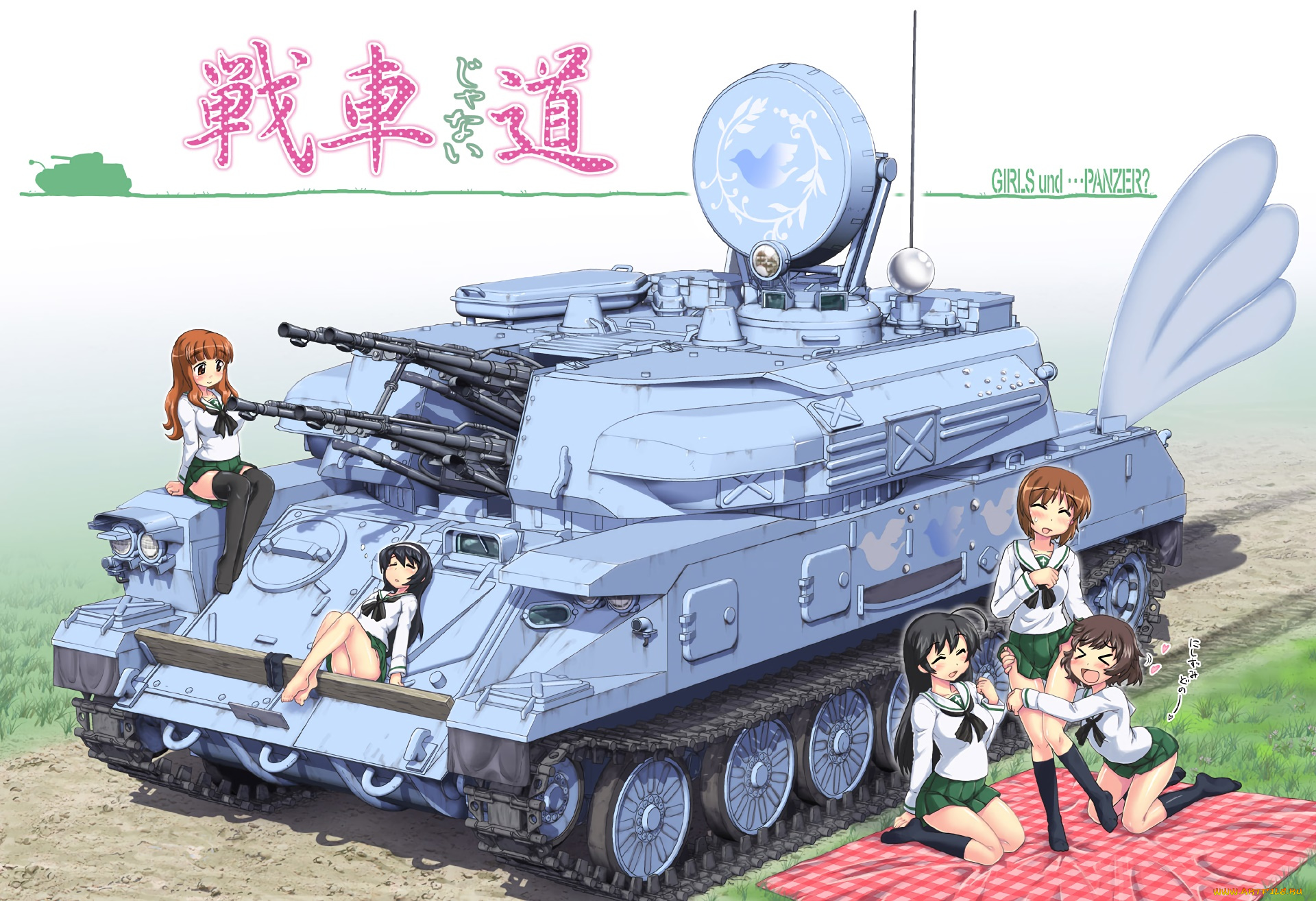 аниме, girls, und, panzer, фон, взгляд, девушки