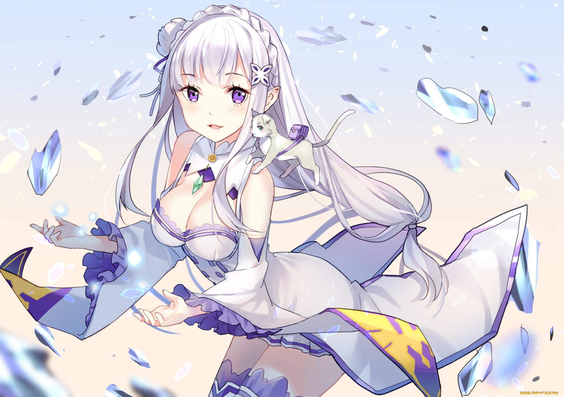 аниме, re, , zero, kara, hajimeru, isekai, seikatsu, фон, взгляд, девушка