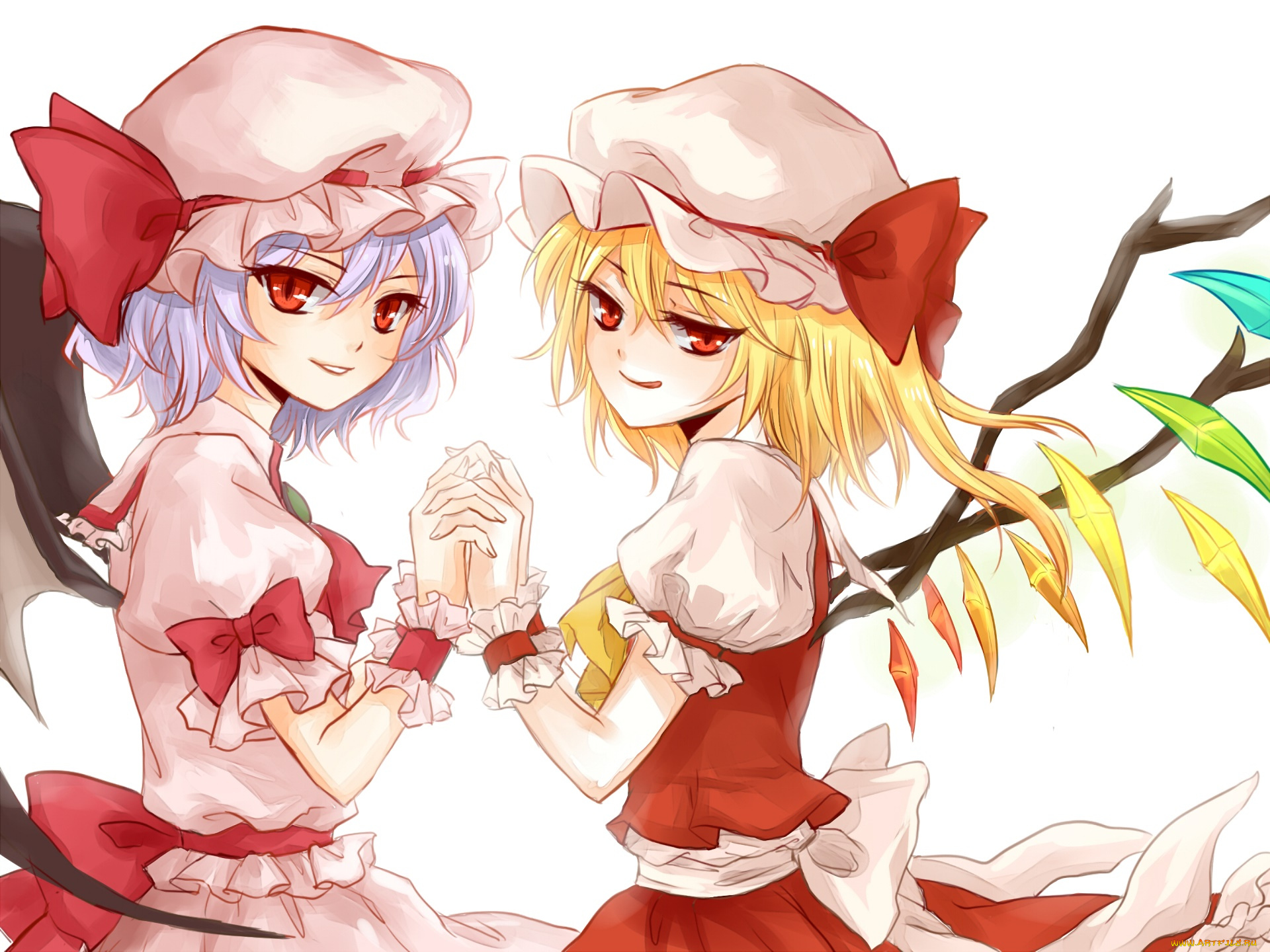 аниме, touhou, фон, взгляд, девушки