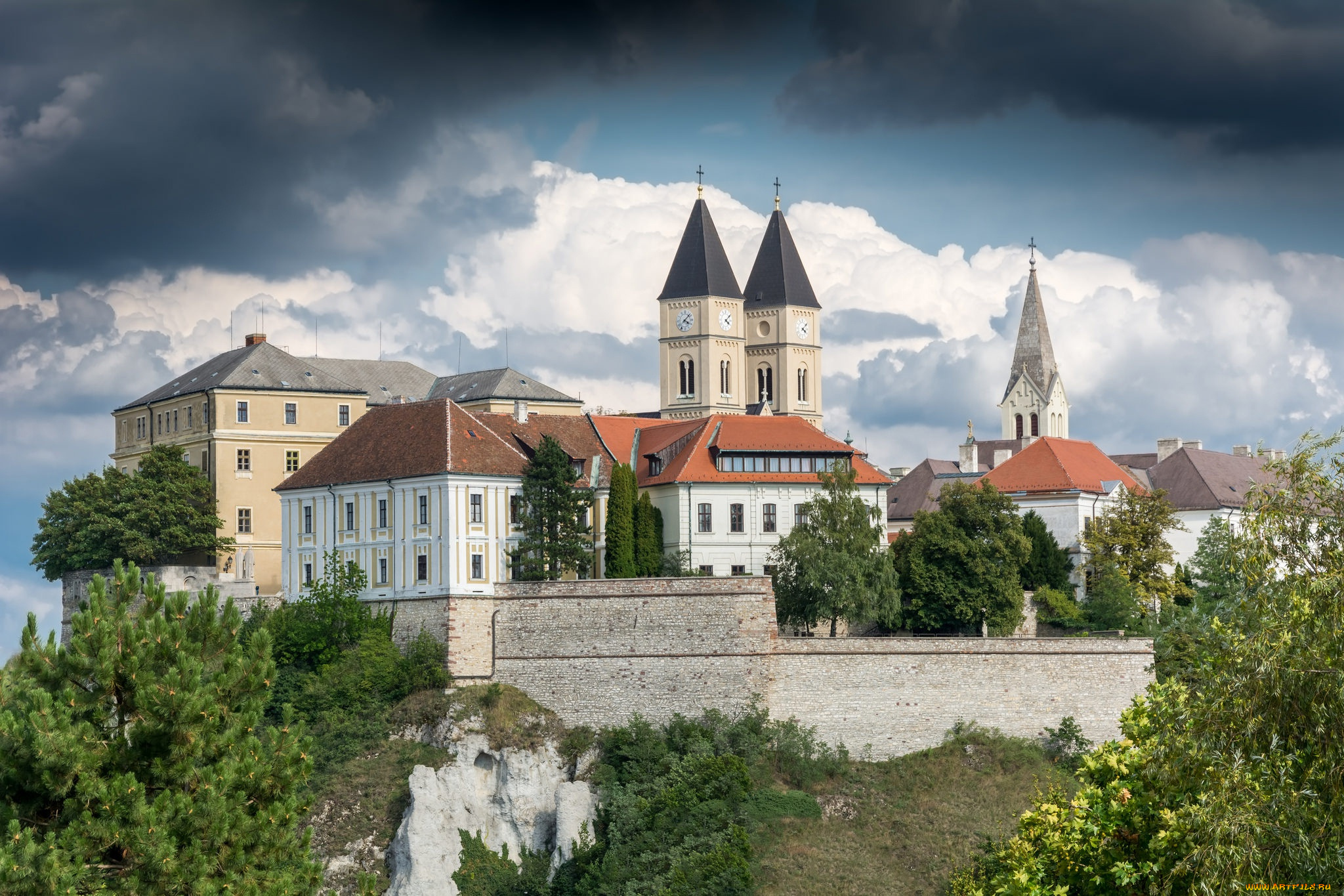 города, -, панорамы, венгрия, замок