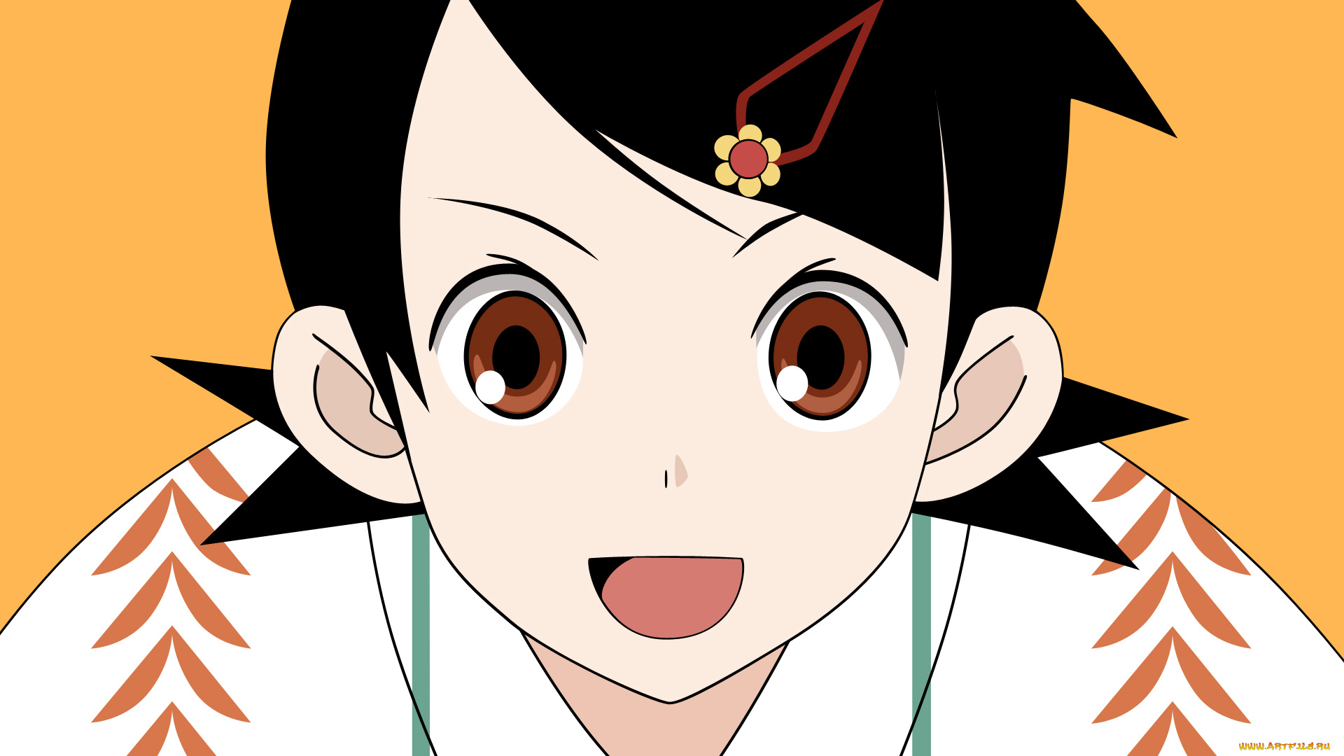 аниме, sayonara, zetsubo, sensei, девочка, лицо, заколка, кимоно