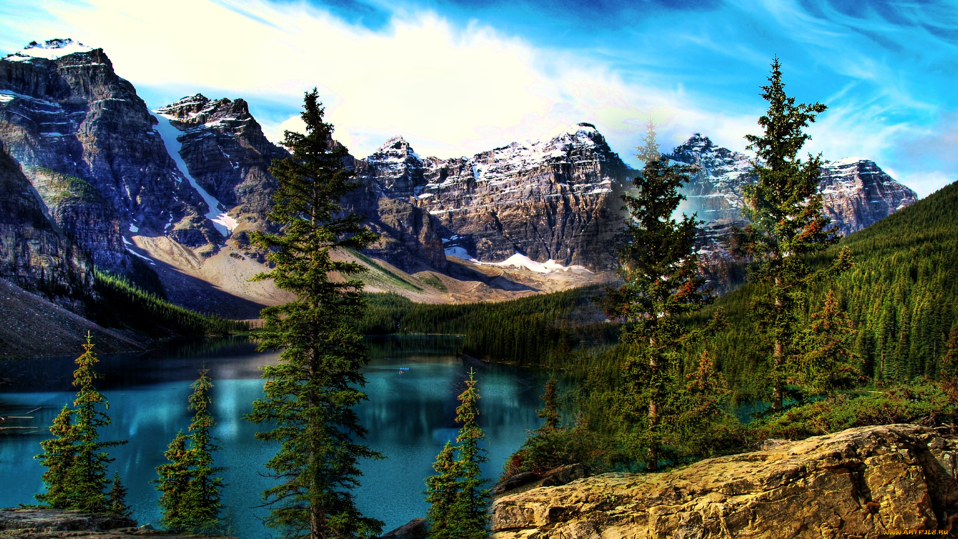 moraine, lake, природа, пейзажи