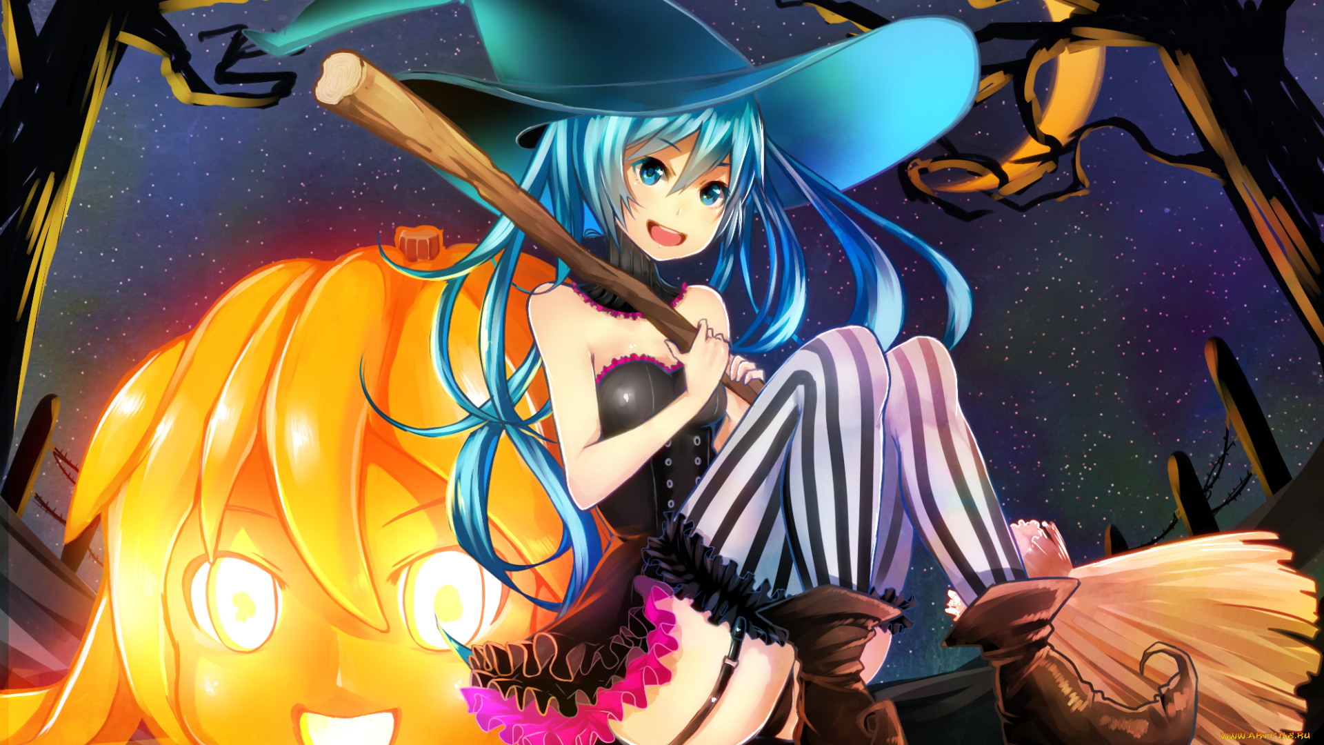 by, noboes, аниме, vocaloid, halloween, hatsune, miku