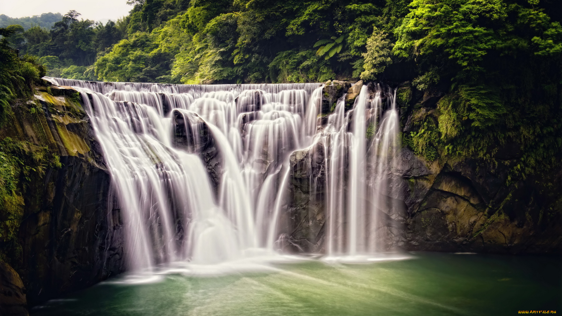 природа, водопады, taiwan, джунгли, лес, shifen, waterfall