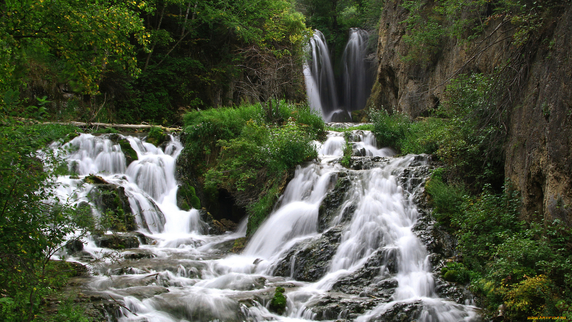 roughlock, falls, spearfish, canyon, south, dakota, природа, водопады, каскад