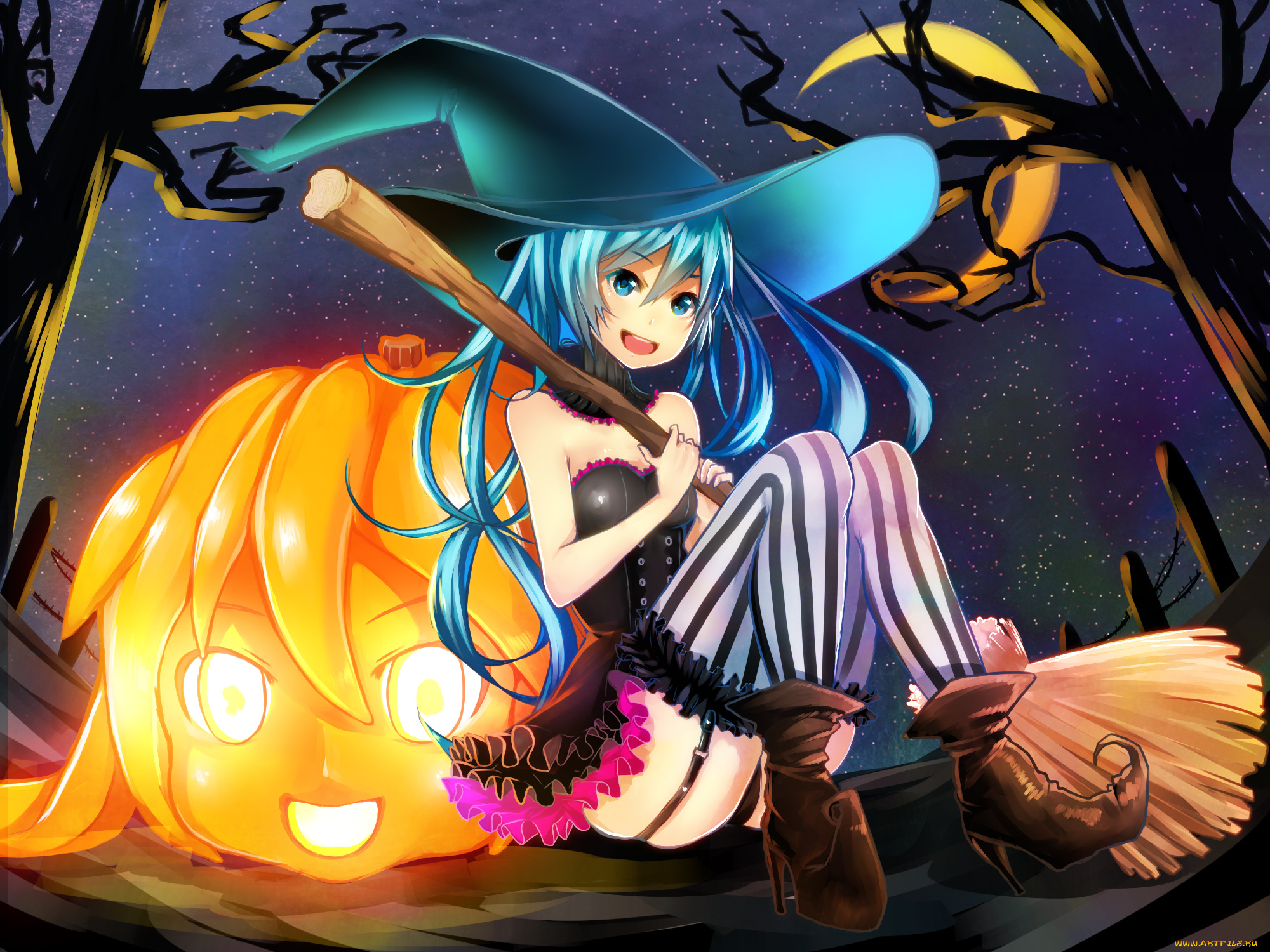 by, noboes, аниме, vocaloid, halloween, hatsune, miku