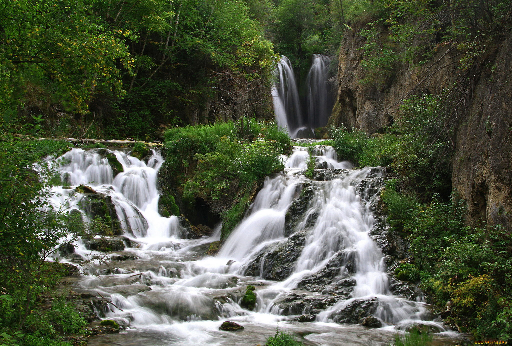 roughlock, falls, spearfish, canyon, south, dakota, природа, водопады, каскад