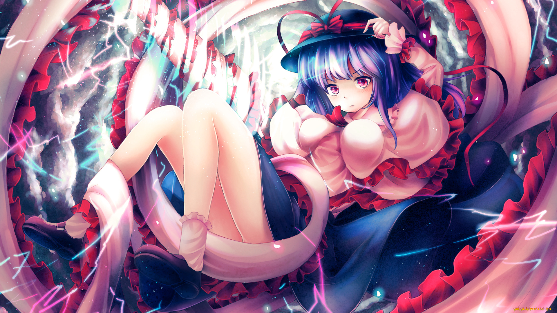 аниме, touhou, nagae, iku