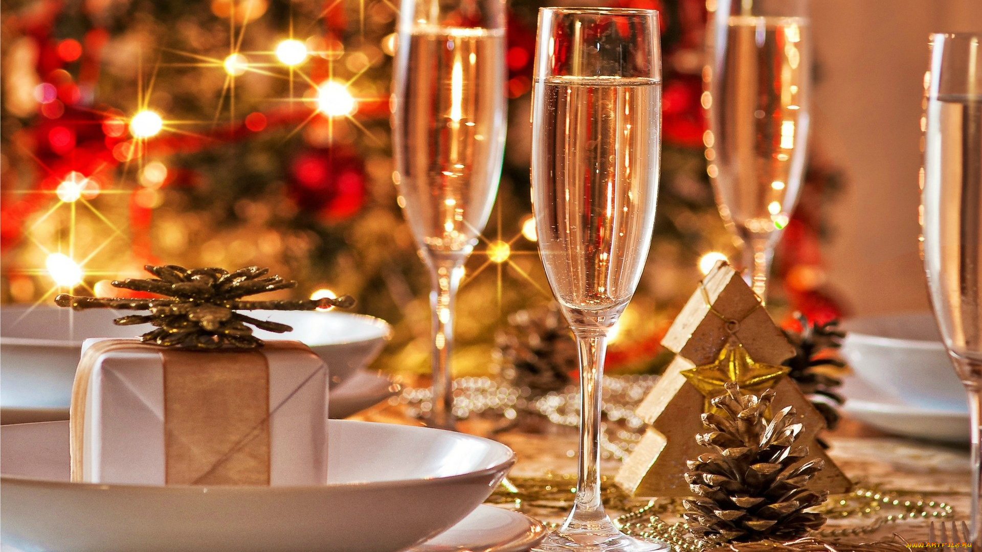 праздничные, угощения, шампанское, бокалы