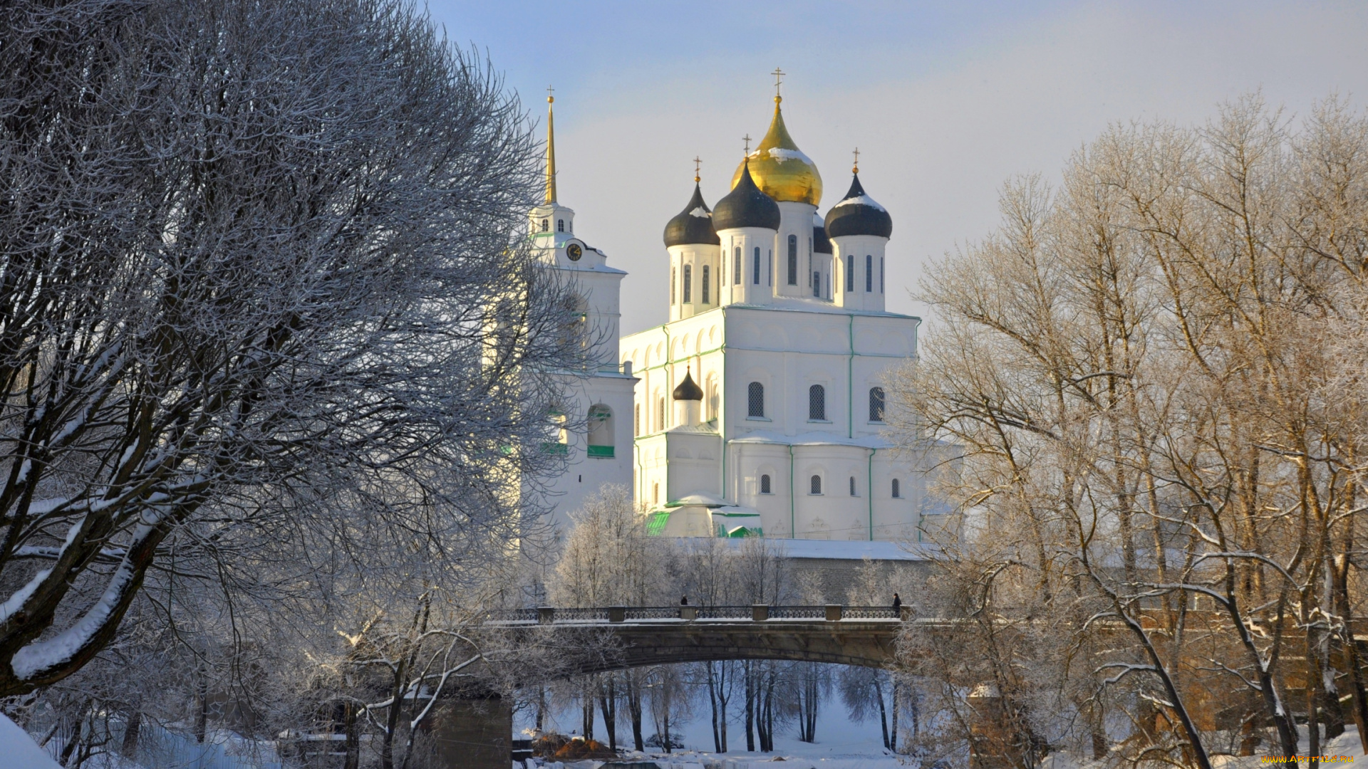 псков, , россия, города, -, православные, церкви, , монастыри, купола, зима