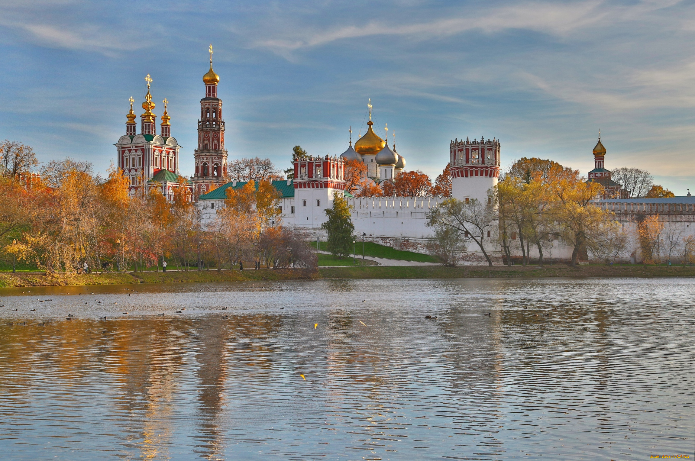 новодевичий, монастырь, города, -, православные, церкви, , монастыри, река, осень, москва