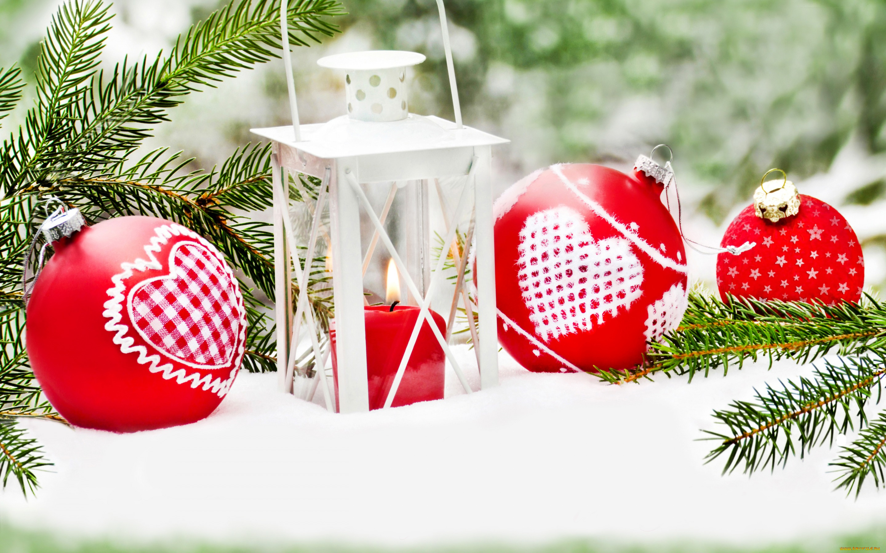 праздничные, шары, зима, снег, новый, год, рождество, decoration, christmas, merry