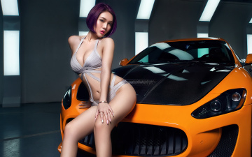 Картинка автомобили -авто+с+девушками девушка взгляд фон автомобиль азиатка купальник