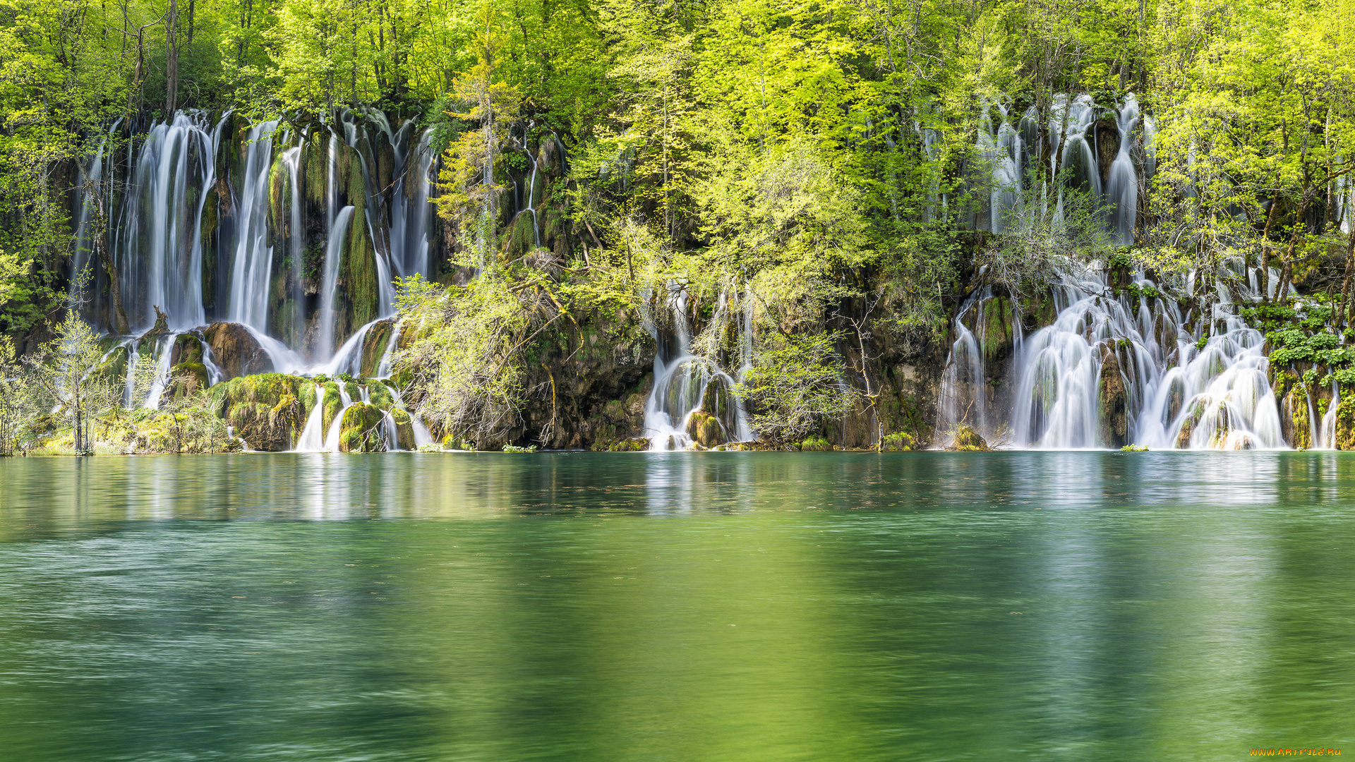 природа, водопады, скалы, поток