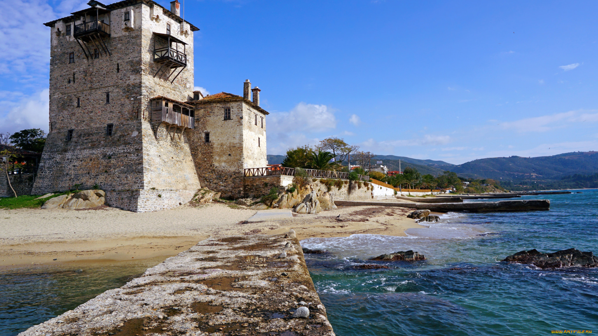 tower, of, prosphorios, , ouranoupoli, города, -, исторические, , архитектурные, памятники, простор