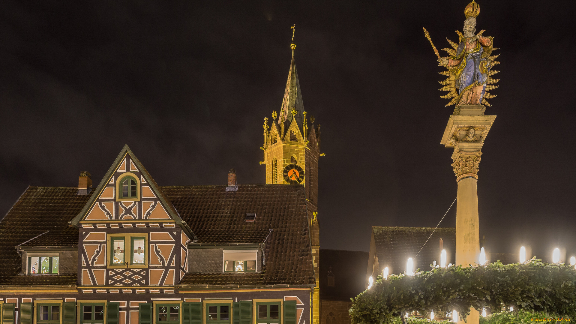 weihnachtsmarkt, ladenburg, города, -, огни, ночного, города, простор