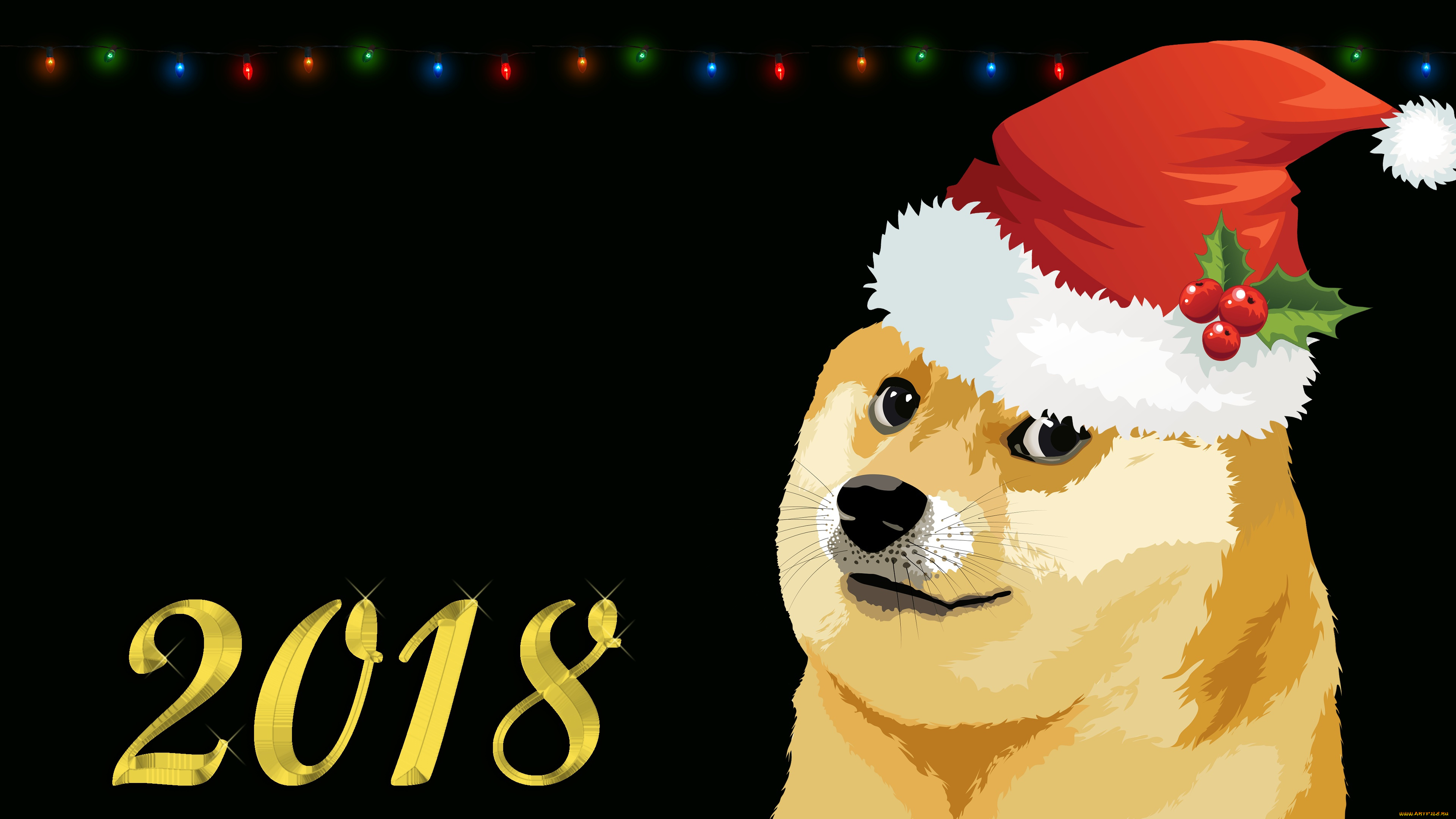 праздничные, векторная, графика, , новый, год, doge, мем, собака, арт, memes, 2018, dog, минимализм, новый, год