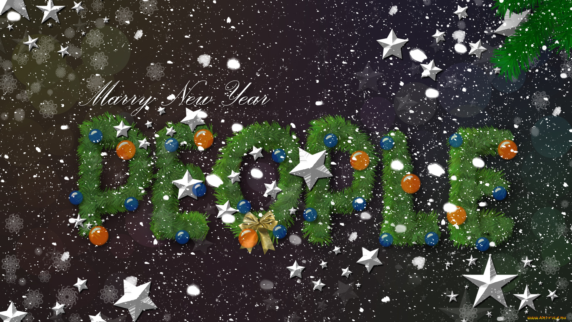 праздничные, -, разное, , новый, год, надпись, снежинки, звезды